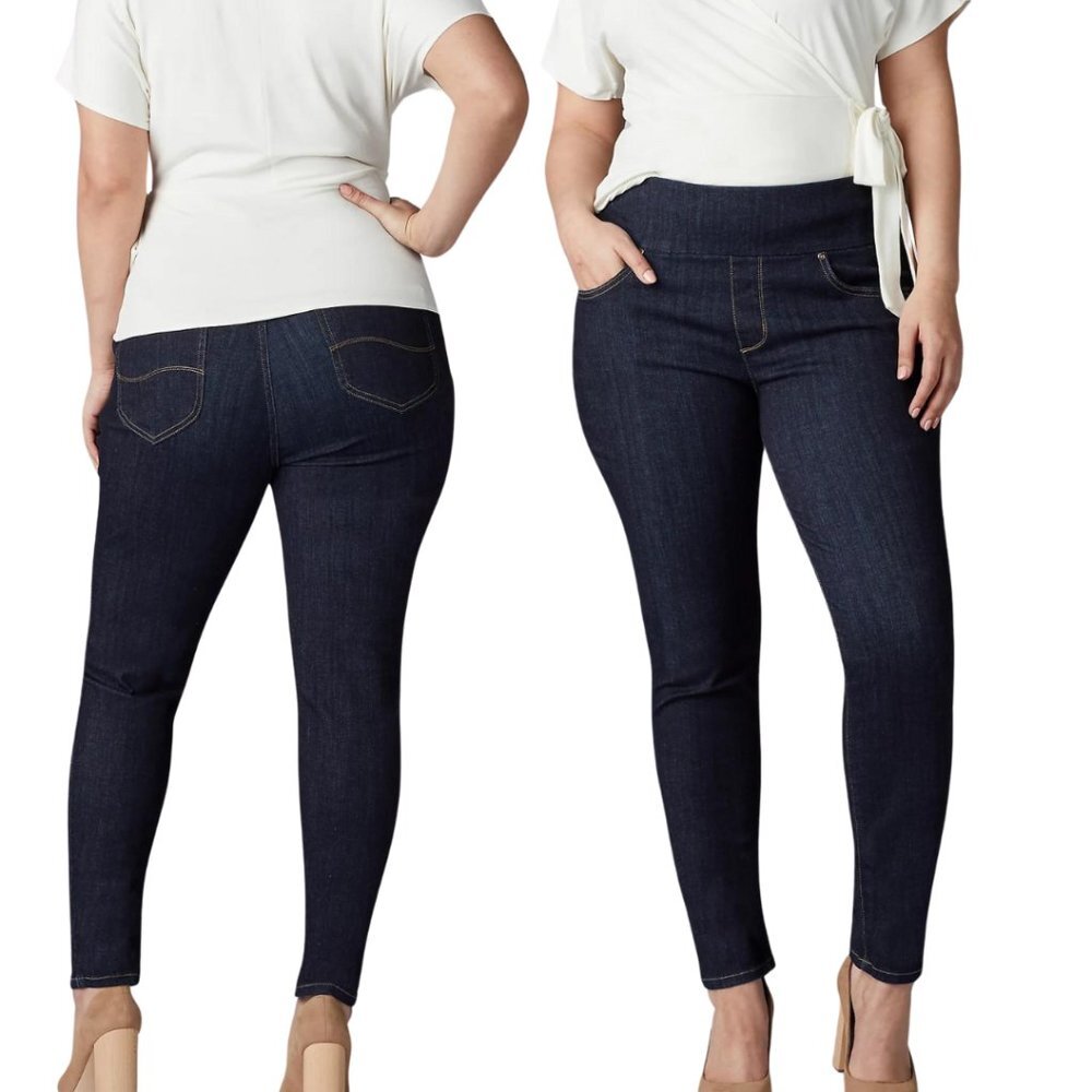 LEE Plus Women's Skinny Leg Sculpting Jeans Dark Wash 24 Petite NWT